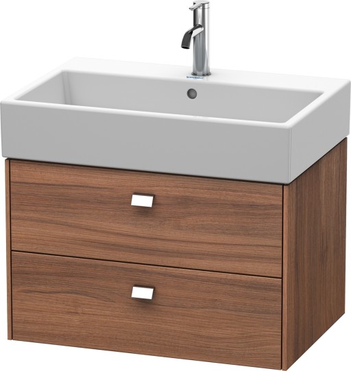 Dulap baza suspendat Duravit Brioso 684x442mm  cu doua sertare  nuc natur  manere crom