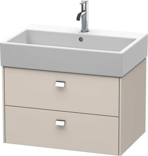Dulap baza suspendat Duravit Brioso 684x442mm  cu doua sertare  taupe mat  manere crom