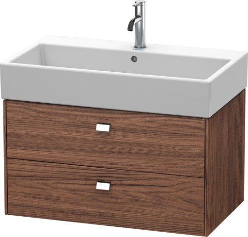 Dulap baza suspendat Duravit Brioso 784x442mm  cu doua sertare  nuc inchis decor  manere crom