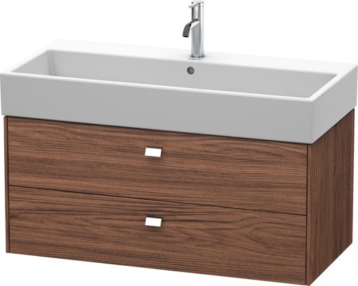 Dulap baza suspendat Duravit Brioso 984x442mm  cu doua sertare  nuc inchis decor  manere crom