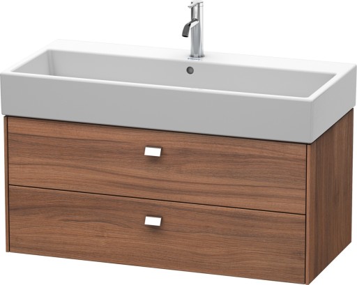 Dulap baza suspendat Duravit Brioso 984x442mm  cu doua sertare  nuc natur  manere crom