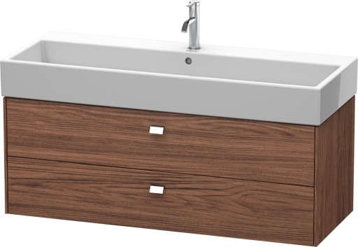 Dulap baza suspendat Duravit Brioso 1184x442mm  cu doua sertare  nuc inchis decor  manere crom