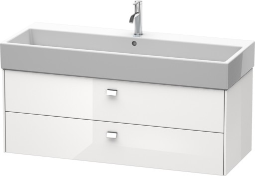 Dulap baza suspendat Duravit Brioso 1184x442mm  cu doua sertare  alb lucios  manere crom