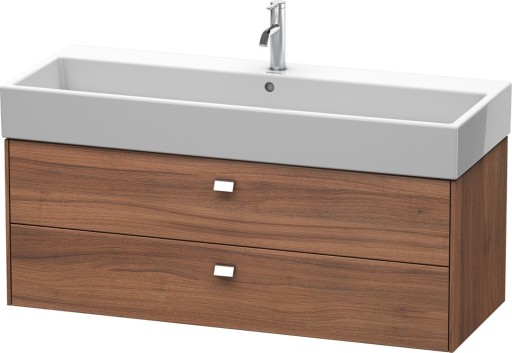 Dulap baza suspendat Duravit Brioso 1184x442mm  cu doua sertare  nuc natur  manere crom