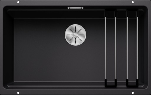 Chiuveta bucatarie Blanco Etagon 700-U  730x460mm  2 sine glisante  montare sub blat  Silgranit negru