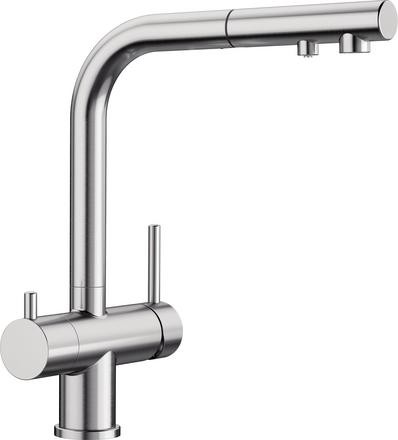 Baterie bucatarie Blanco Fontas-S II cu 3 cai  dus extractibil  inox