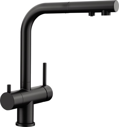 Baterie bucatarie Blanco Fontas-S II cu 3 cai  dus extractibil  negru mat