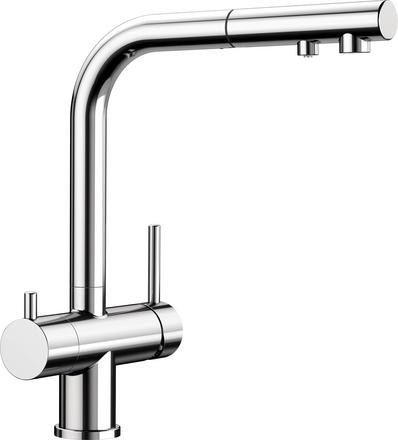Baterie bucatarie Blanco Fontas-S II cu 3 cai  dus extractibil  crom