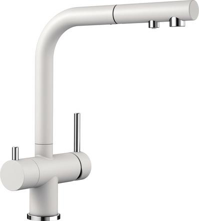Baterie bucatarie Blanco Fontas-S II cu 3 cai  dus extractibil  alb