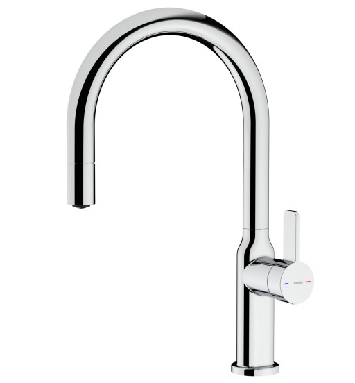 Baterie bucatarie Teka Oval 9381  dus extractibil  crom