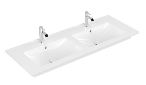 Lavoar dublu Villeroy&Boch Venticello 130x50cm  CeramicPlus  montare pe mobilier  alb