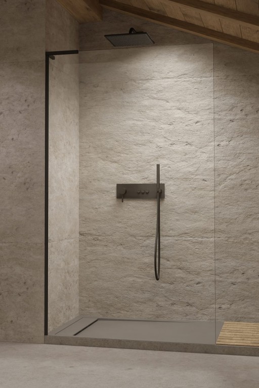 Cabina de dus tip Walk-in Radaway MODO SL II Black 80 cm  orientare stanga  profil negru mat