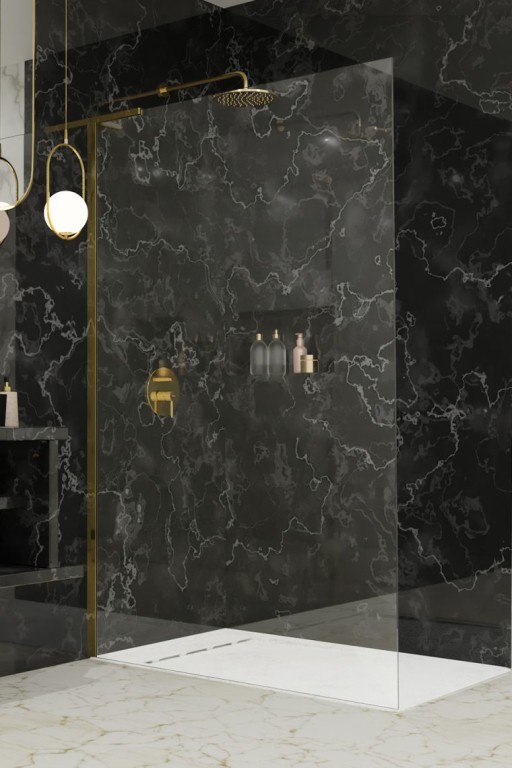Cabina de dus tip Walk-in Radaway MODO SL II Gold 110 cm  orientare stanga  profil auriu lucios
