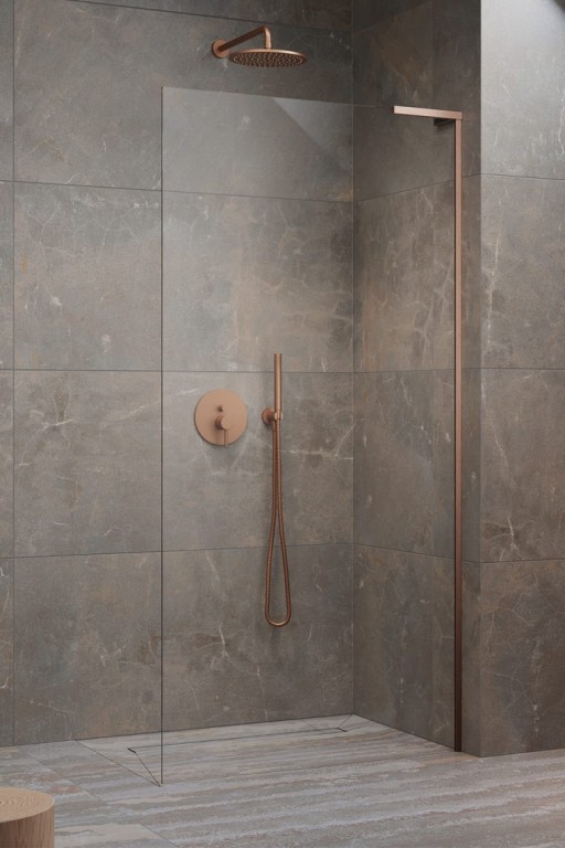 Cabina de dus tip Walk-in Radaway MODO SL II Brushed Copper 80 cm  orientare stanga  profil cupru periat