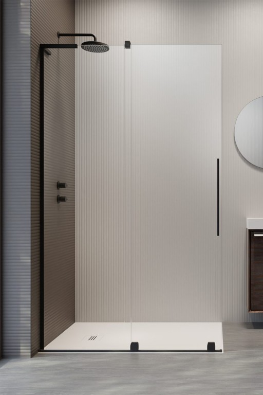 Cabina de dus tip Walk-in Radaway Furo SL Black 120 cm  orientare stanga  profil negru mat