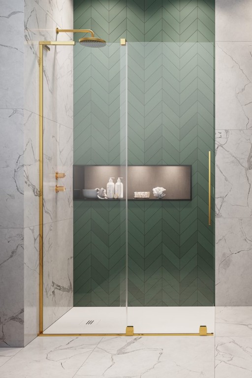 Cabina de dus tip Walk-in Radaway Furo SL Gold 90 cm  orientare stanga  profil auriu lucios