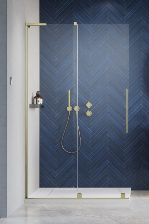 Cabina de dus tip Walk-in Radaway Furo SL Gold 100 cm  orientare stanga  profil auriu periat