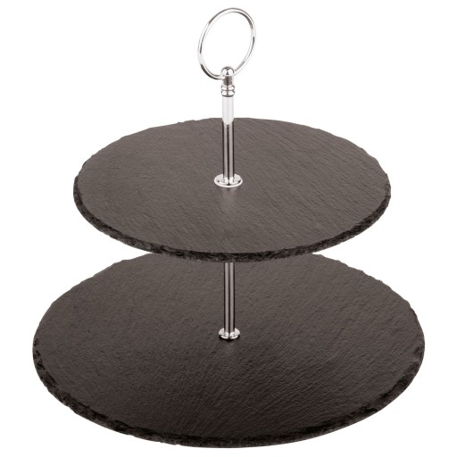 Platou etajat cu 2 nivele Paderno  d25 cm  ardezie
