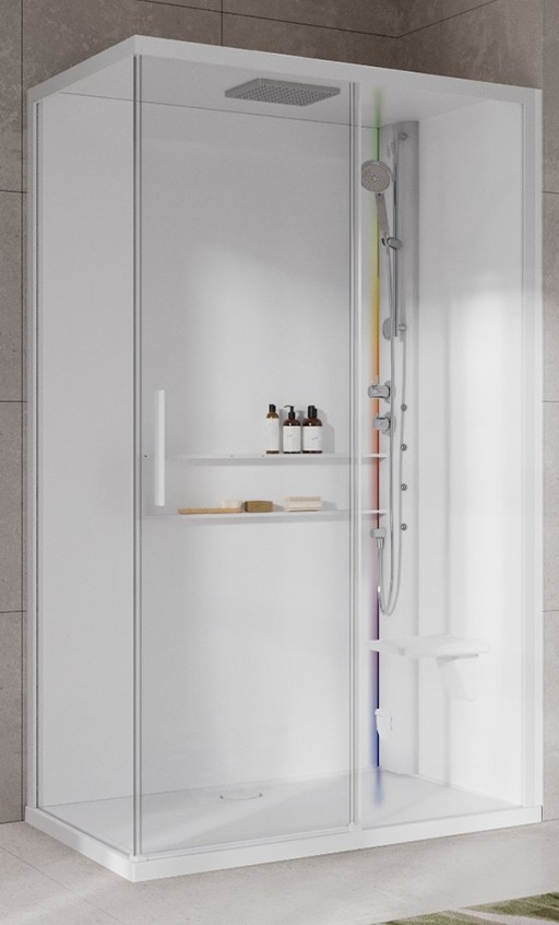 Cabina de dus dreptunghiulara cu hidromasaj si sauna Novellini Glax 2 2.0 2P Hammam 120x80cm  cadita joasa 4.5cm  orientare dreapta  finisaj White