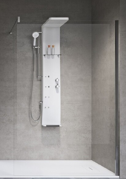 Panel dus cu hidromasaj Novellini Dress S cu baterie termostatata  alb mat