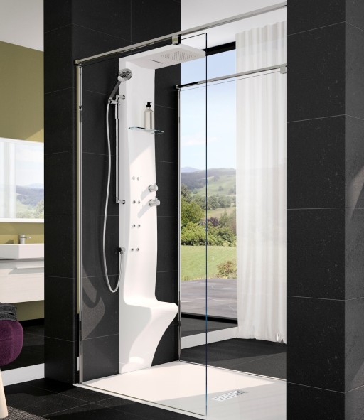Panel dus cu hidromasaj Novellini Dress PLUS cu baterie termostatata  alb mat