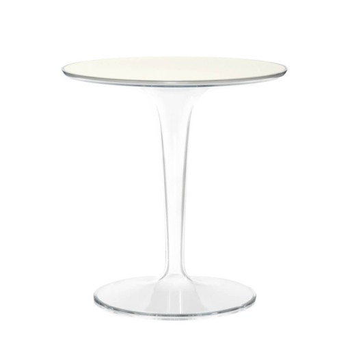 Masuta Kartell Tip Top Piano  design Philippe Starck & Eugeni Quitllet  top sticla  d48cm  h50cm  outdoor  alb