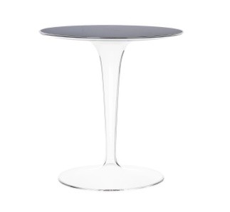 Masuta Kartell Tip Top  design Philippe Starck & Eugeni Quitllet  d48cm  h50cm  baza transparenta  negru