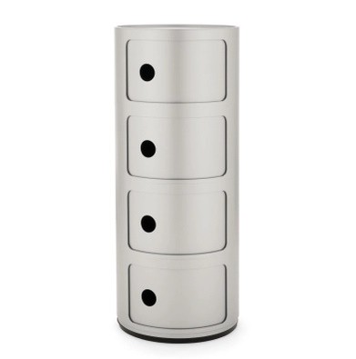 Comoda modulara Kartell Componibili 4 design Anna Castelli Ferrieri  silver