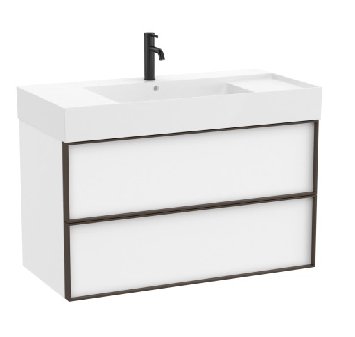 Set mobilier Roca Inspira cu lavoar si dulap baza cu doua sertare  100cm  alb mat