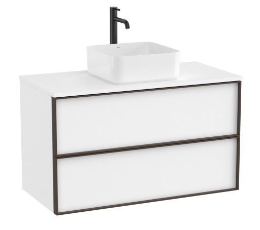 Dulap baza Roca Inspira pentru lavoare pe blat  doua sertare  100cm  alb mat