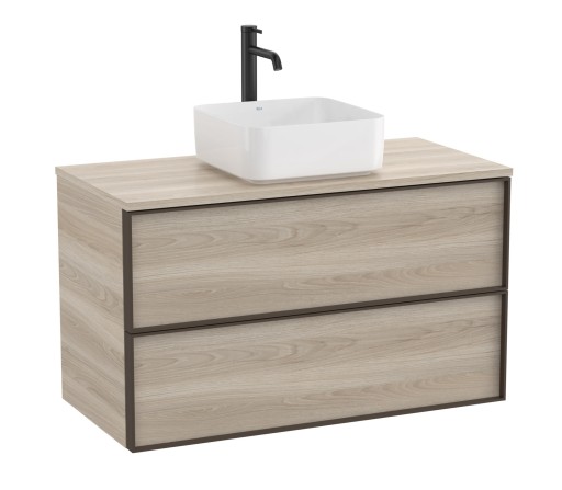 Dulap baza Roca Inspira pentru lavoare pe blat  doua sertare  100cm  pin alb