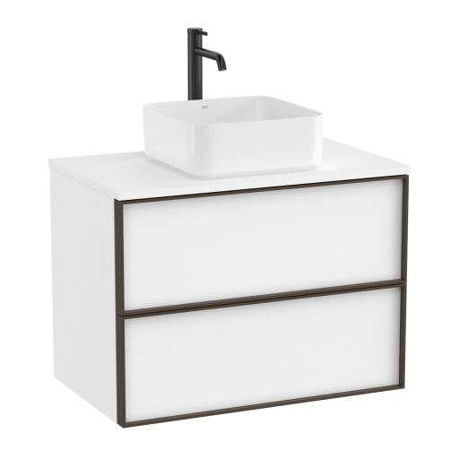 Dulap baza Roca Inspira pentru lavoare pe blat  doua sertare  80cm  alb mat