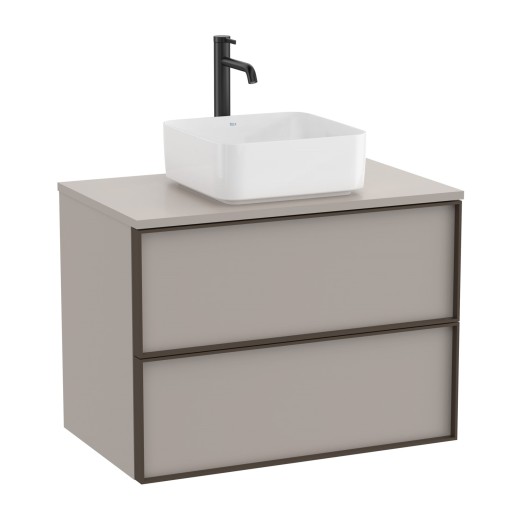 Dulap baza Roca Inspira pentru lavoare pe blat  doua sertare  80cm  gri nisip