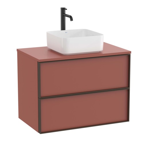 Dulap baza Roca Inspira pentru lavoare pe blat  doua sertare  80cm  rosu terracota