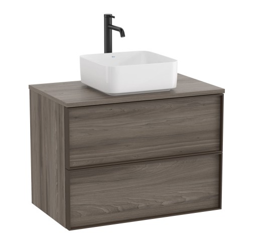Dulap baza Roca Inspira pentru lavoare pe blat  doua sertare  80cm  maro magnolia