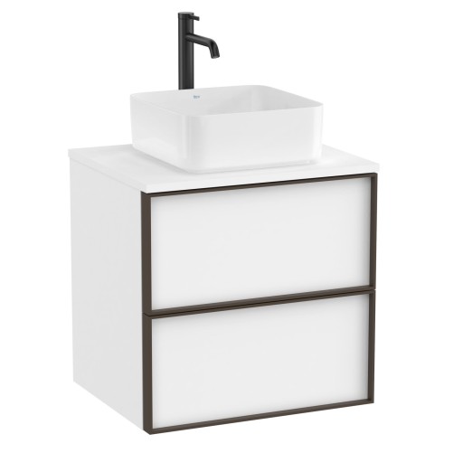 Dulap baza Roca Inspira pentru lavoare pe blat  doua sertare  60cm  alb mat