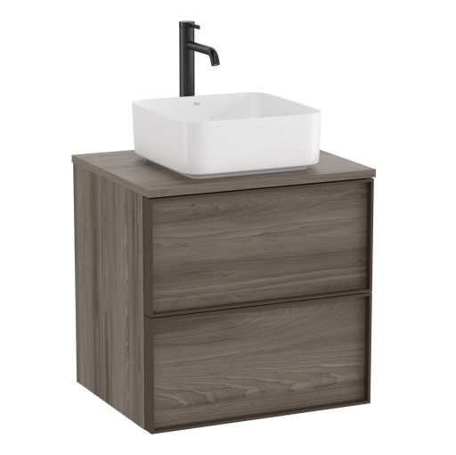Dulap baza Roca Inspira pentru lavoare pe blat  doua sertare  60cm  maro magnolia