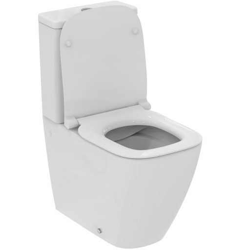 Set vas wc Ideal Standard i.life S Rimless back-to-wall cu rezervor asezat si capac inchidere lenta  alb