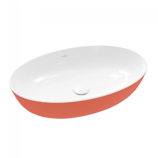 Lavoar tip bol Villeroy & Boch Artis 61x41cm  fara orificiu baterie  fara preaplin  montare pe blat  Rust