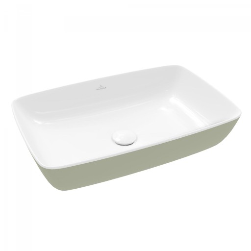 Lavoar tip bol Villeroy & Boch Artis 58x38cm  fara orificiu baterie  fara preaplin  montare pe blat  Sage Green