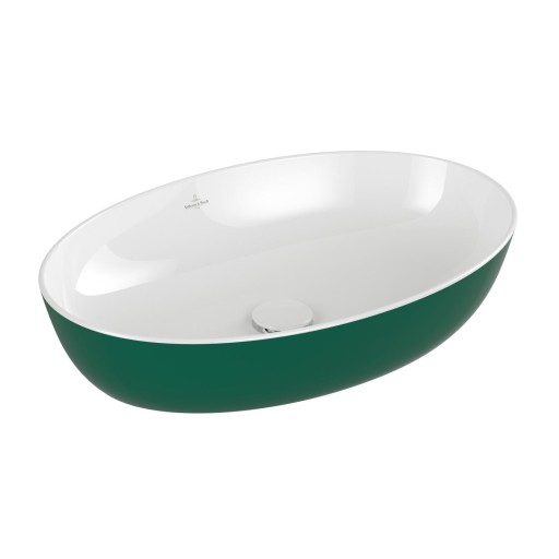 Lavoar tip bol Villeroy & Boch Artis 61x41cm  fara orificiu baterie  fara preaplin  montare pe blat  Forest