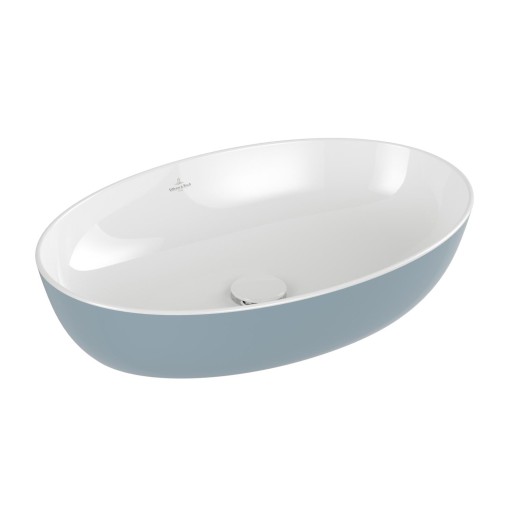 Lavoar tip bol Villeroy & Boch Artis 61x41cm  fara orificiu baterie  fara preaplin  montare pe blat  Frozen