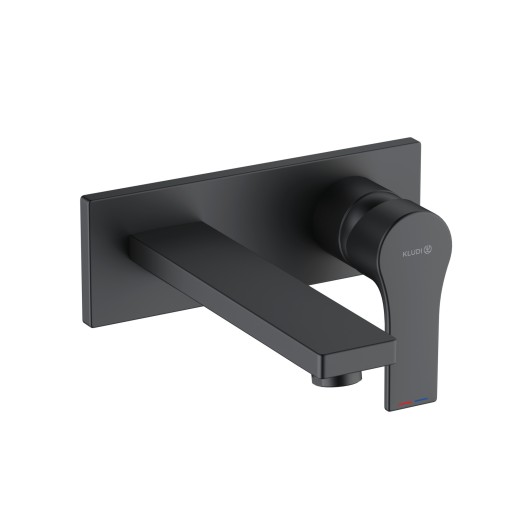 Baterie lavoar Kludi Zenta SL de perete  proiectie 180mm  necesita corp ingropat  negru mat