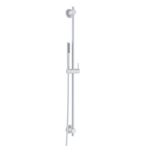 Set de dus Kludi Nova Fonte Puristic  para cu 1 jet  furtun de 1600mm si bara 900mm  alb mat