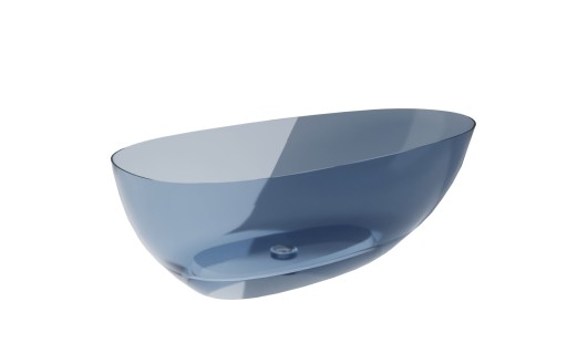 Cada freestanding Besco Xara 160x75cm  ResiCast  transparenta  sifon click-clack crom  Blue Wave