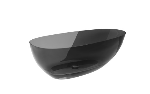 Cada freestanding Besco Xara 160x75cm  ResiCast  transparenta  sifon click-clack crom  Carbon Grey