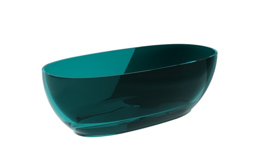 Cada freestanding Besco Mexa 170x78cm  ResiCast  transparenta  sifon click-clack crom  Ocean Breeze