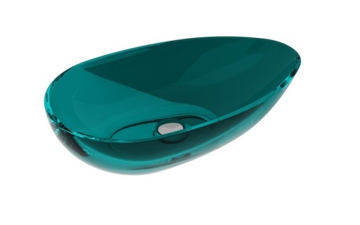 Lavoar oval tip bol Besco Neya 60x35cm  ResiCast  transparent  ventil click-clack crom  Ocean Breeze