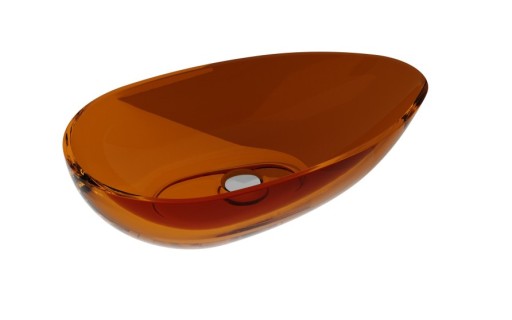 Lavoar oval tip bol Besco Neya 60x35cm  ResiCast  transparent  ventil click-clack crom  Earth Rust