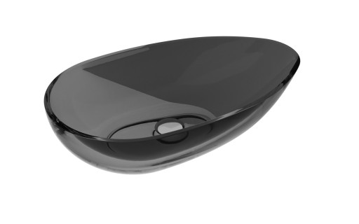 Lavoar oval tip bol Besco Neya 60x35cm  ResiCast  transparent  ventil click-clack crom  Carbon Grey